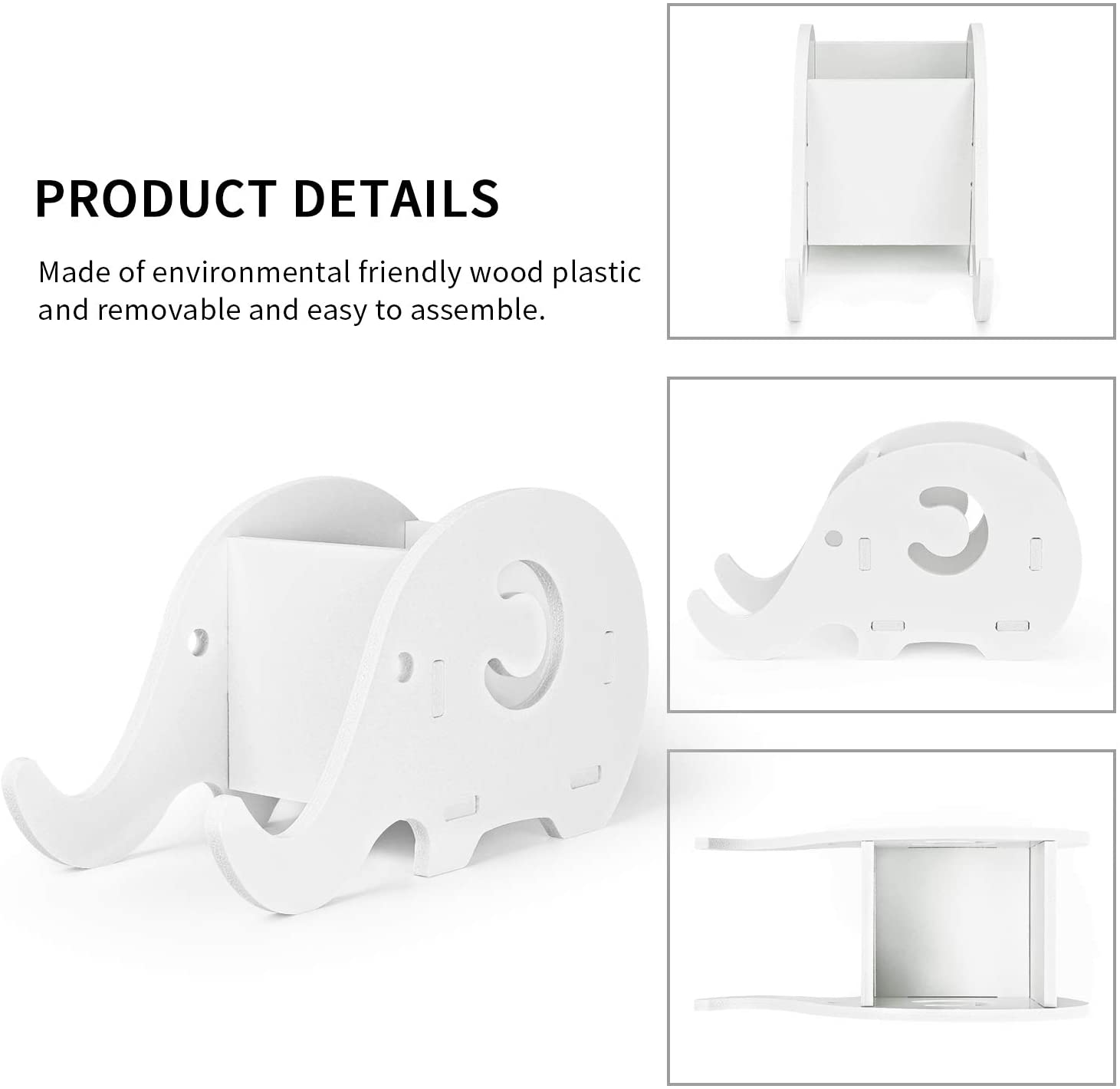 Desk Supplies Organizer, Mokani Cute Elephant Pencil Holder Multifunctional Office Accessories Desk Decoration with Cell Phone Stand Office Supplies Desk Decor Organizer Christmas Gift, White