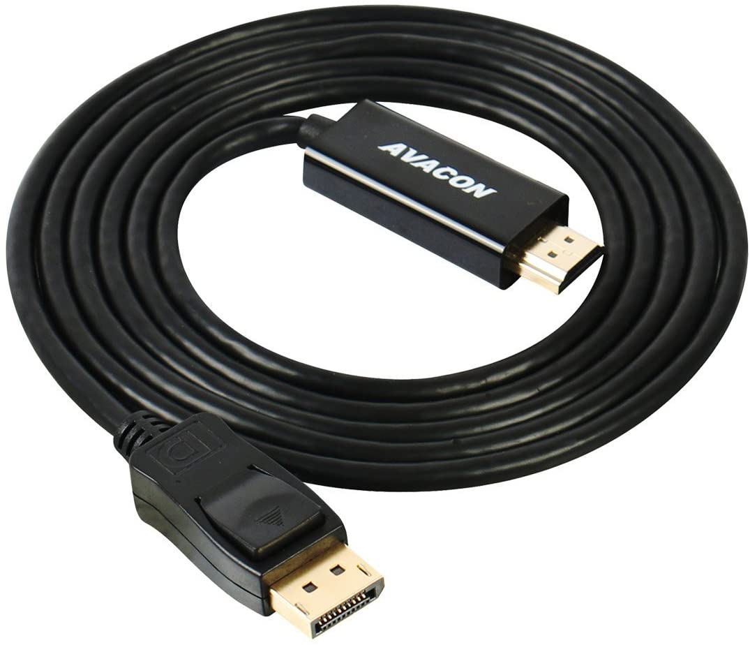 DisplayPort to HDMI 6 Feet Gold-Plated Cable, Avacon Display Port to HDMI Adapter Male to Male Black