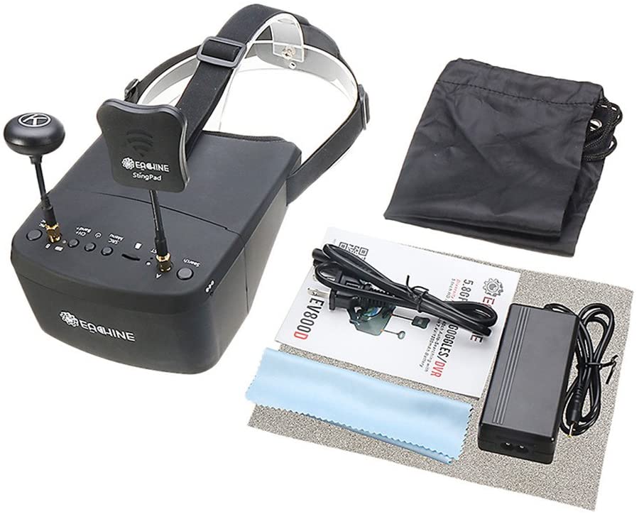 EACHINE EV800D FPV Goggles 5 Inch 800x480 Video Glasses Headset w/ HD DVR 5.8G 40CH Auto-Searching Diversity Receiver Build in Battery