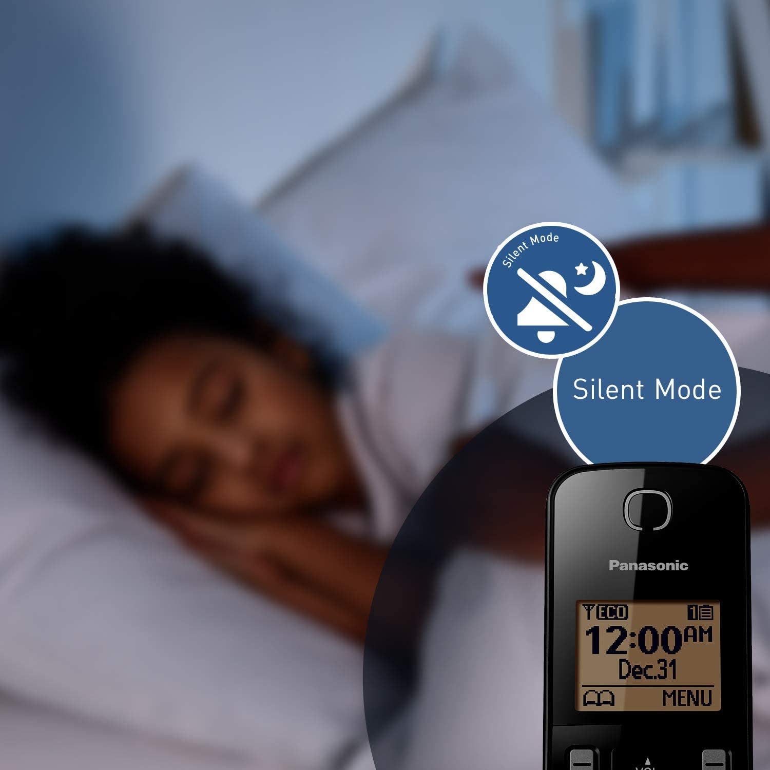 Panasonic Expandable Cordless Phone System with Amber Backlit Display – 2 Handsets – KX-TGC352B (Black)