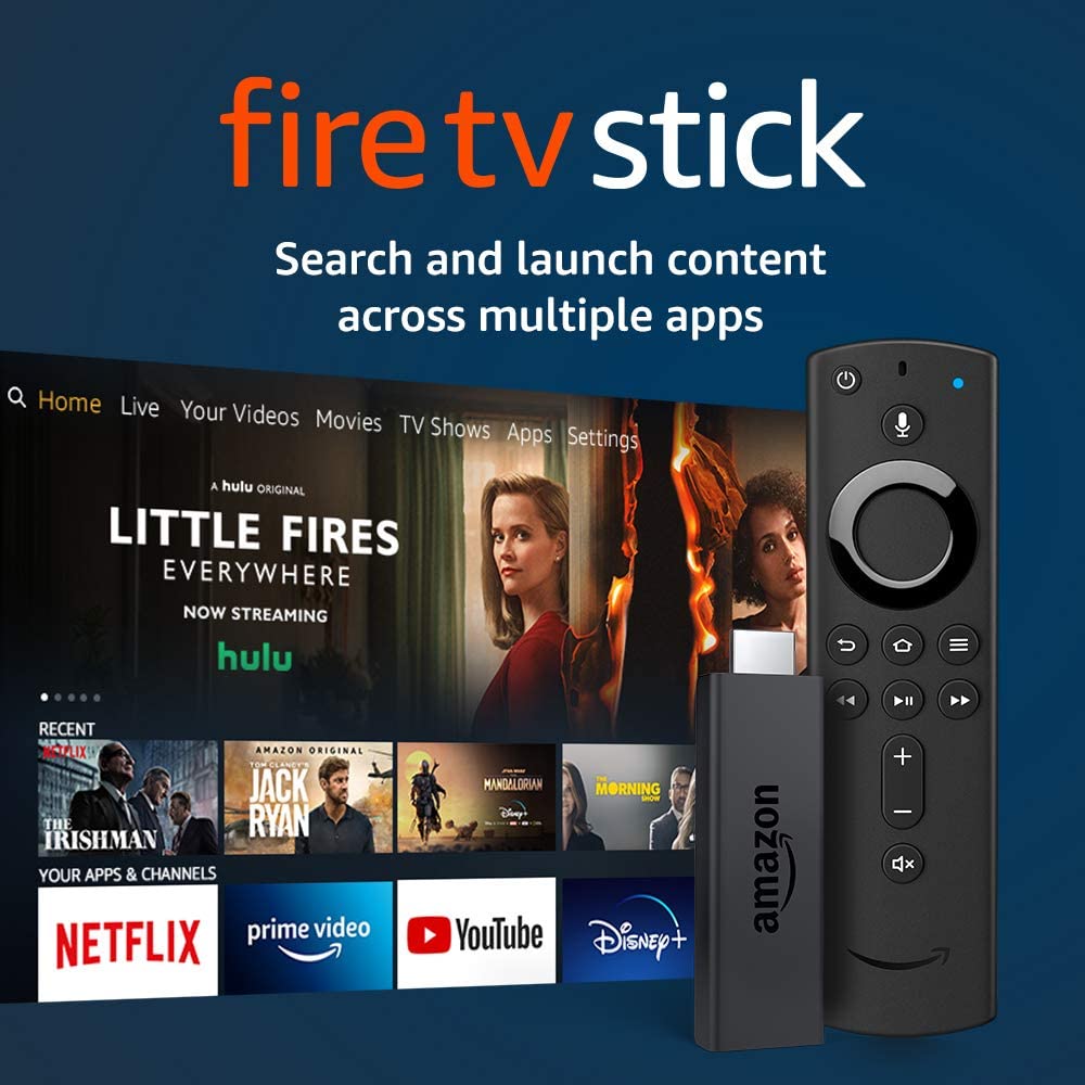 Fire TV Stick streaming media player with Alexa built in, includes Alexa Voice Remote, HD, easy set-up, released 2019