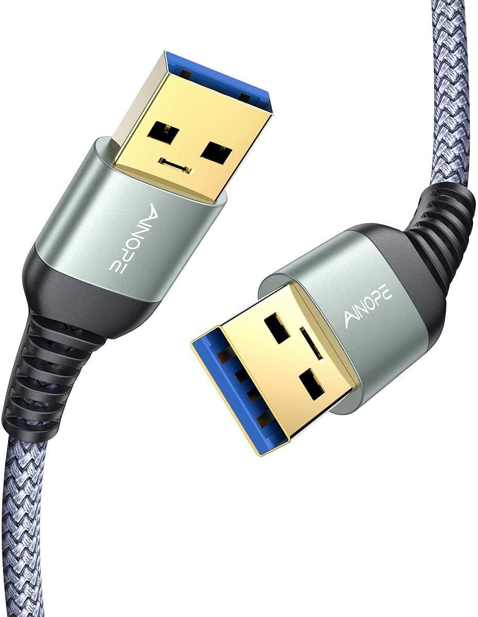 [2 Pack] USB 3.0 Cable, USB to USB Cable, USB A Male to Male Cable [3.3FT+ 3.3FT] [Never Rupture] Double End USB Cord Compatible with Hard Drive Enclosures, DVD Player, Laptop Cooler and More