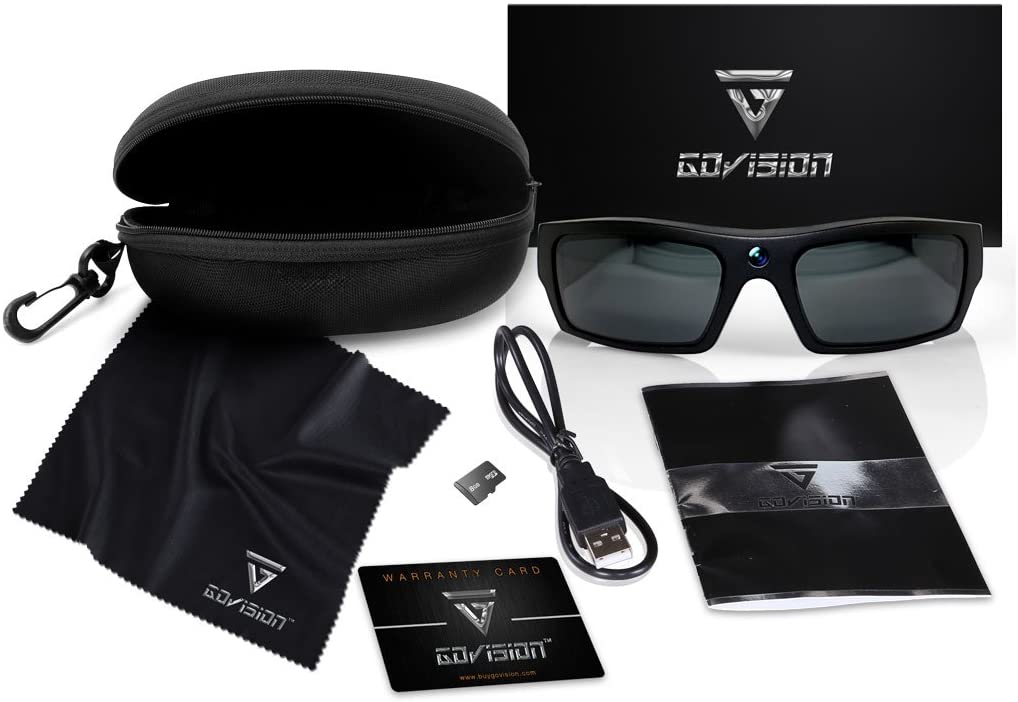 GoVision SOL 1080p HD Camera Glasses Video Recording Sport Sunglasses with Bluetooth Speakers and 15mp Camera - Black (GV-SOL1440-BK)