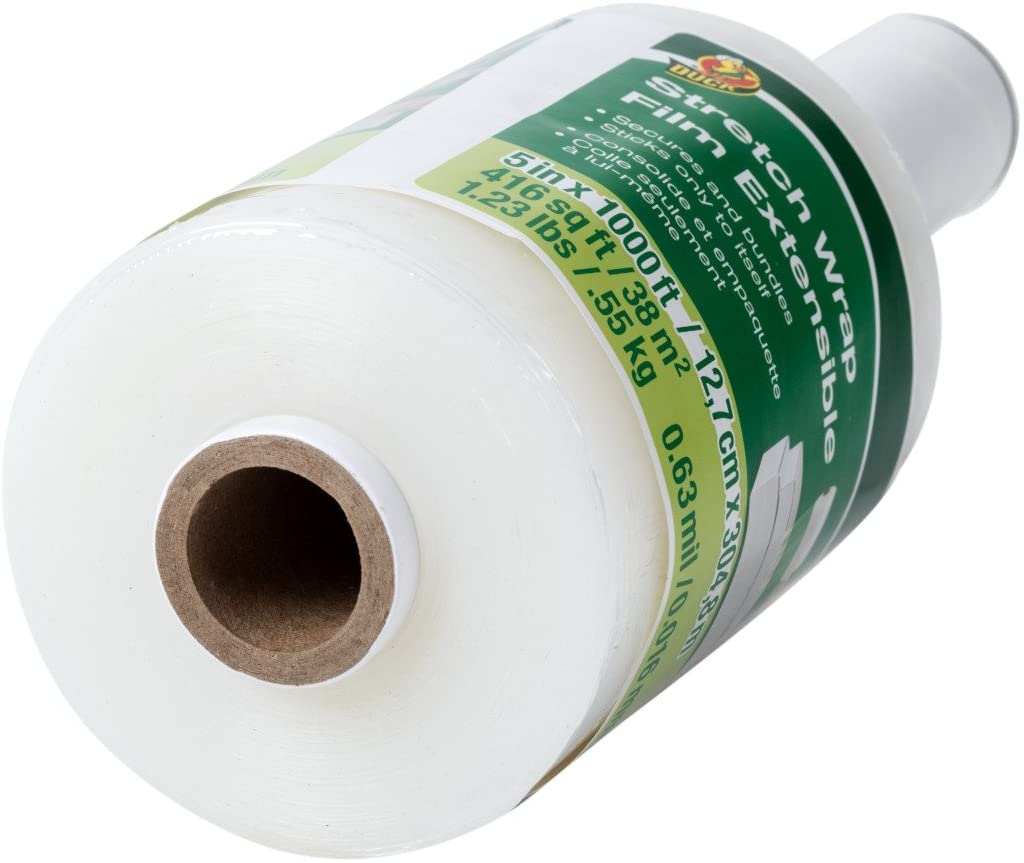 Duck Brand Stretch Wrap With Handle, 5 Inch x 1000 Feet, Clear, Single Roll