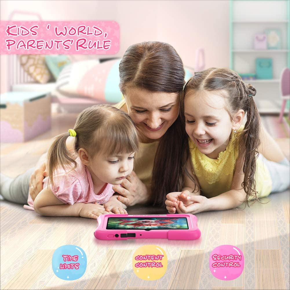 Dragon Touch Y88X Pro 7 inch Kids Tablets, 2GB RAM 16GB ROM, Android 9.0 Tablet, Kidoz Pre Installed with Disney Contents (More Than $80 Value), Pink