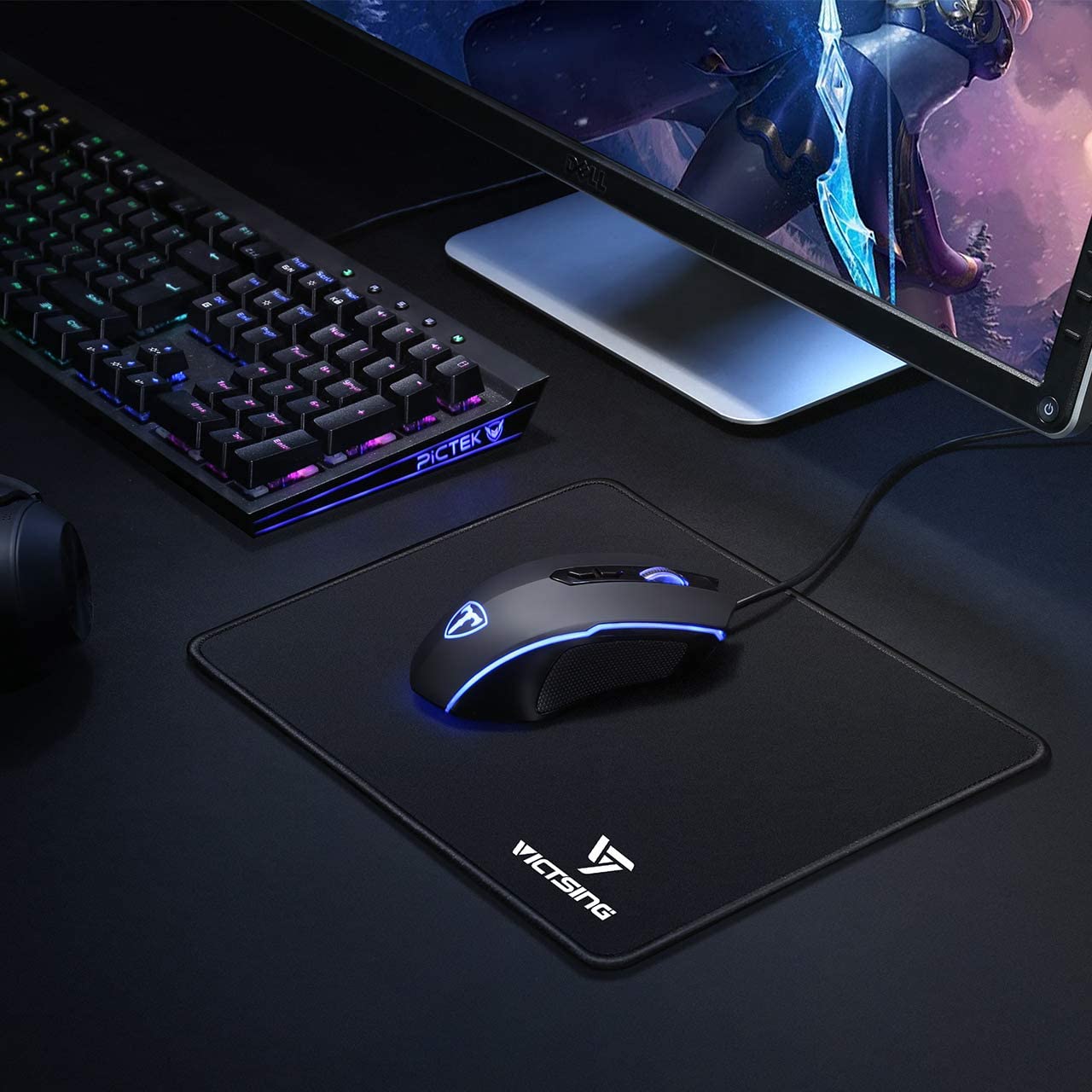 VicTsing Mouse Pad with Stitched Edge, Premium-Textured Mouse Mat, Non-Slip Rubber Base Mousepad for Laptop, Computer & PC, 10.2×8.3×0.08 inches, Black