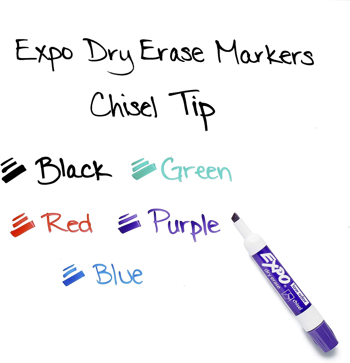 Expo 1927526 Low-Odor Dry Erase Markers Chisel Tip Vibrant Colors