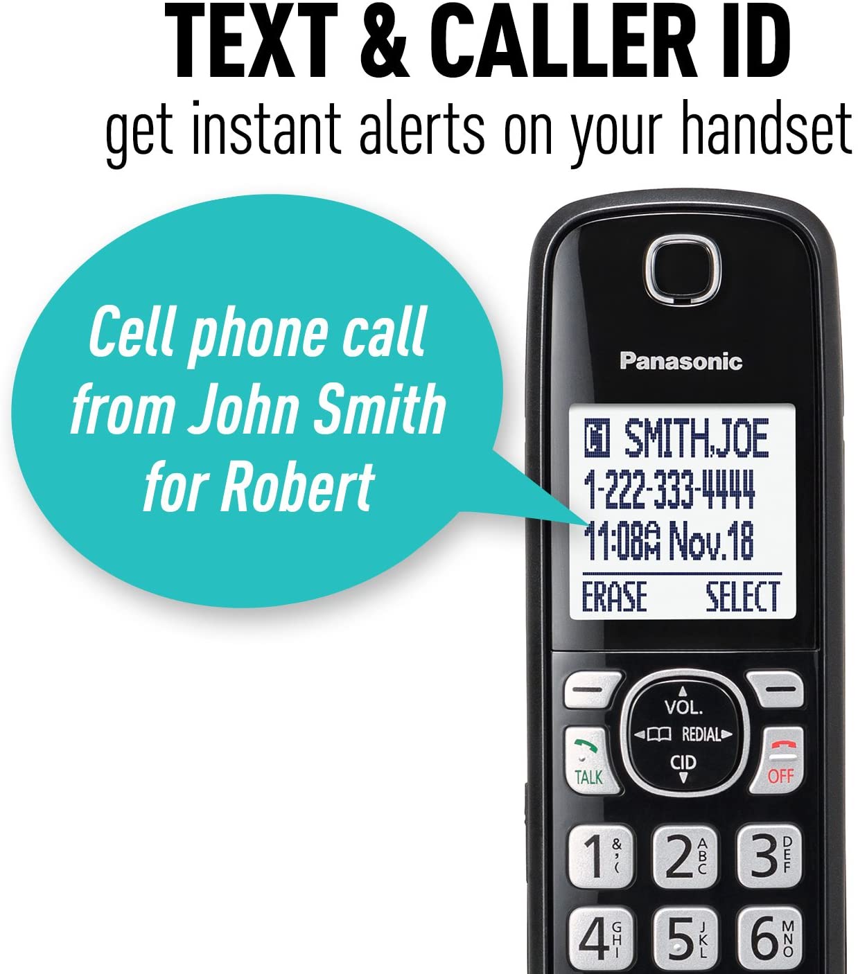 Panasonic Link2Cell Bluetooth Cordless Phone System with Voice Assistant, Call Blocking and Answering Machine. DECT 6.0 Expandable Cordless System - 5 Handsets - KX-TGF575S (Silver)