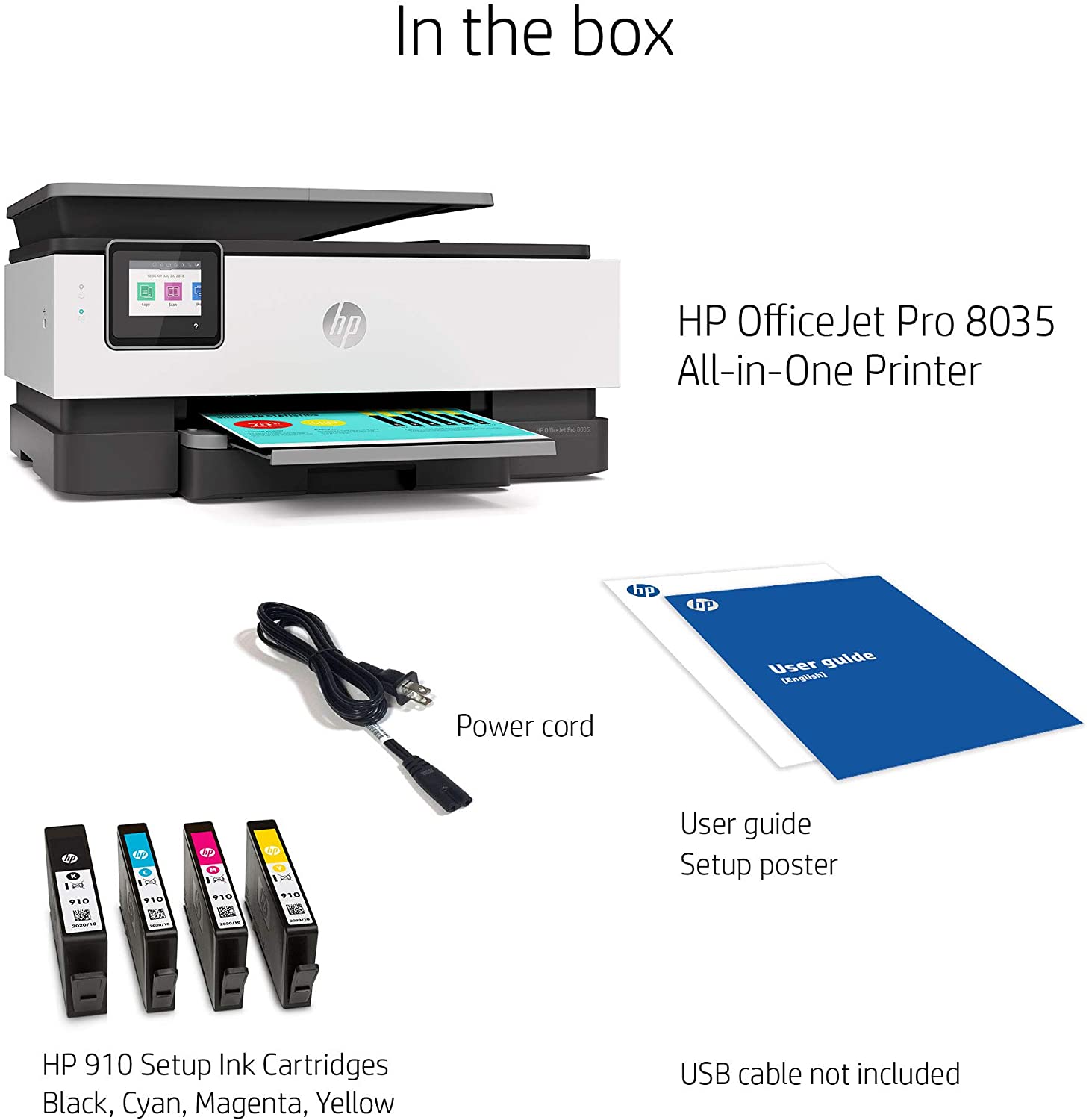 HP OfficeJet Pro 8035 All-in-One Wireless Printer - Includes 8 Months of Ink Delivered to Your Door, Smart Home Office Productivity - Basalt (5LJ23A)
