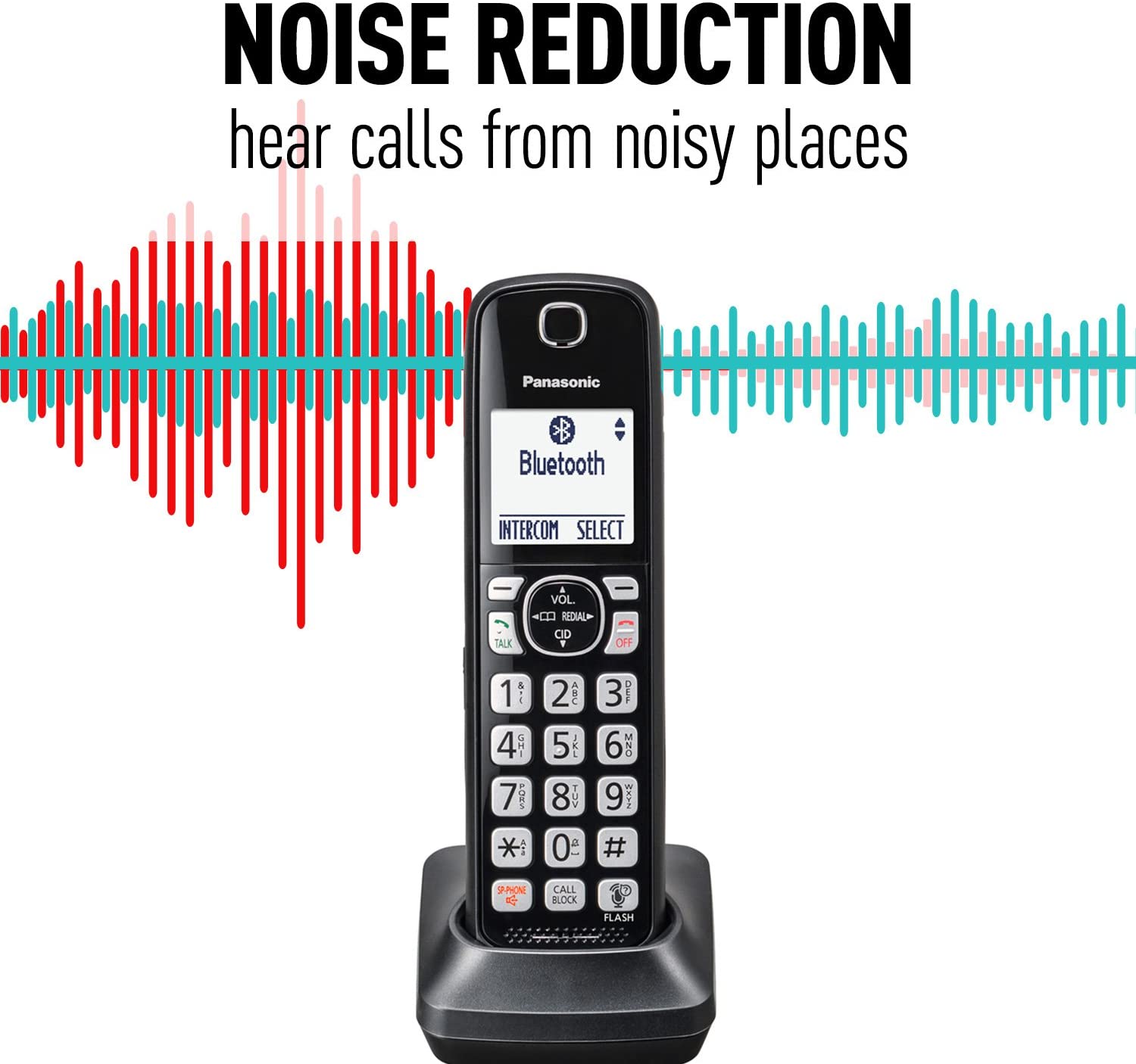 Panasonic Link2Cell Bluetooth Cordless Phone System with Voice Assistant, Call Blocking and Answering Machine. DECT 6.0 Expandable Cordless System - 5 Handsets - KX-TGF575S (Silver)