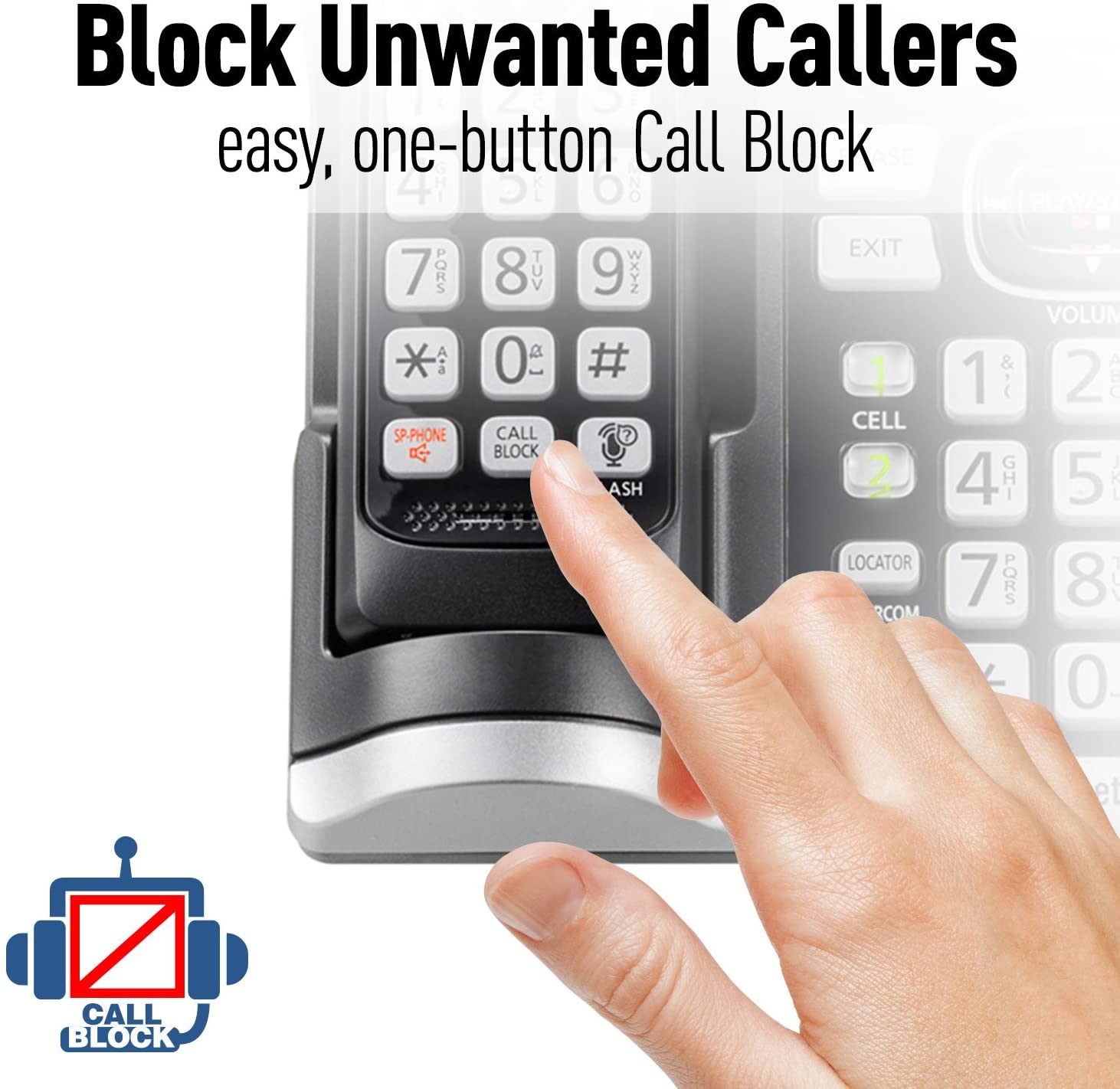 Panasonic Link2Cell Bluetooth Cordless Phone System with Voice Assistant, Call Blocking and Answering Machine. DECT 6.0 Expandable Cordless System - 5 Handsets - KX-TGF575S (Silver)