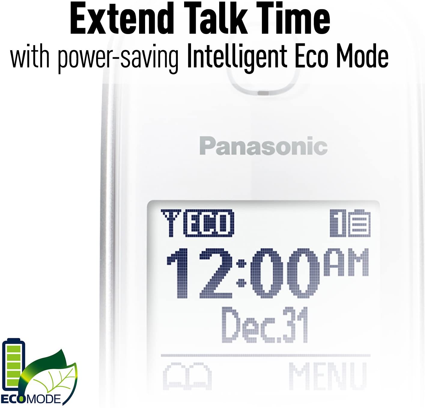 Panasonic DECT 6.0 Expandable Cordless Phone with Answering Machine and Smart Call Block - 2 Cordless Handsets - KX-TGD532W (White)