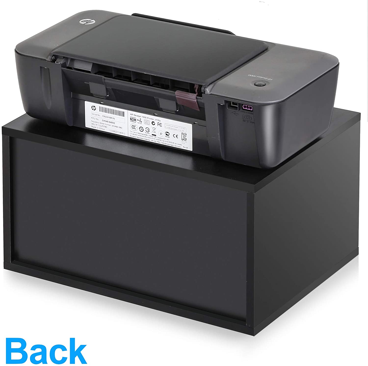 FITUEYES Wood Printer Stands with Storage, Workspace Desk Organizers for Home & Office, Black, DO304001WB