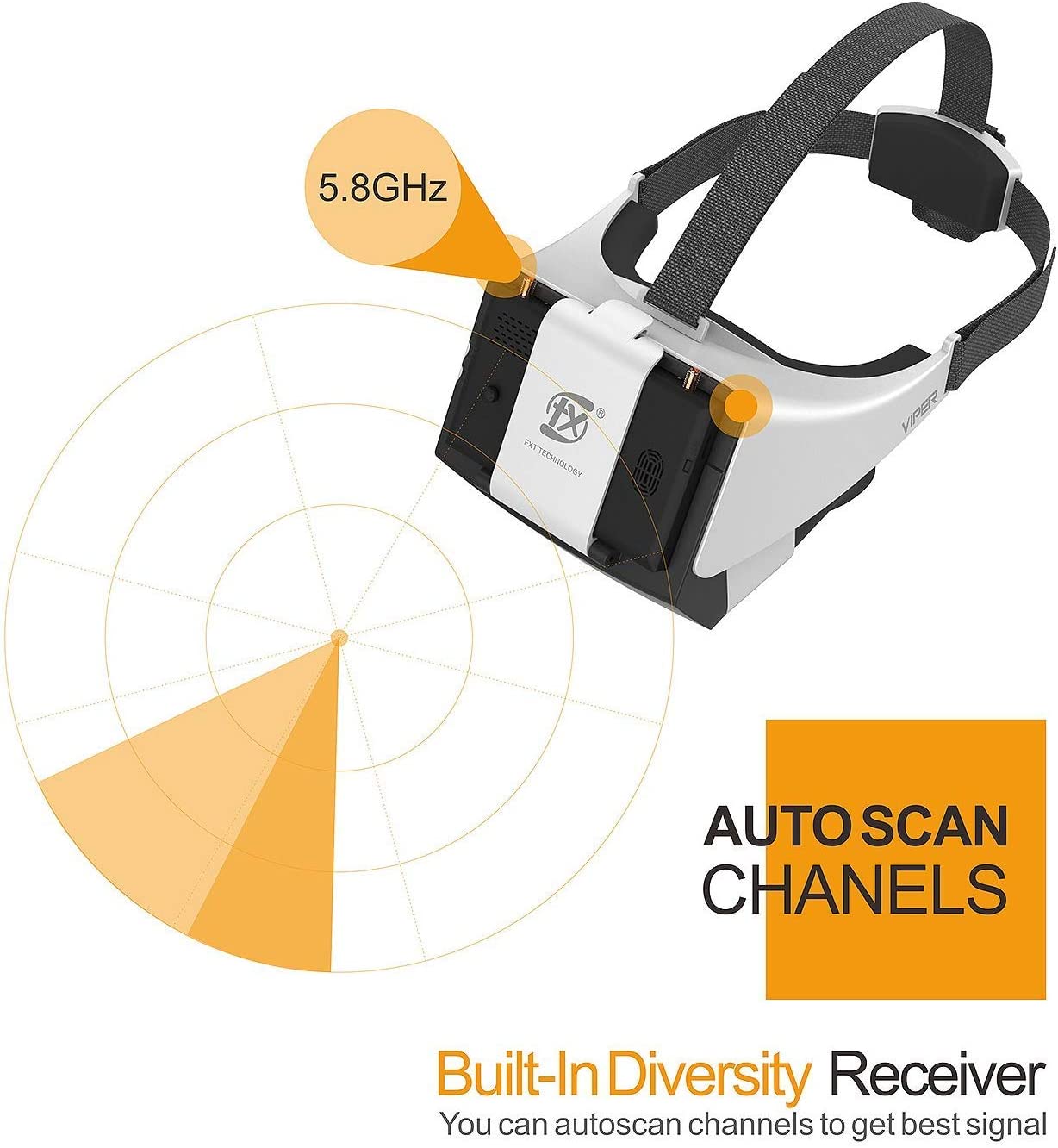 FXT VIPER Version 2.0 FPV Goggles Video Glasses with 5.8 GHz 5 DVR HDMI IN Monitor for Drone Quadcopter