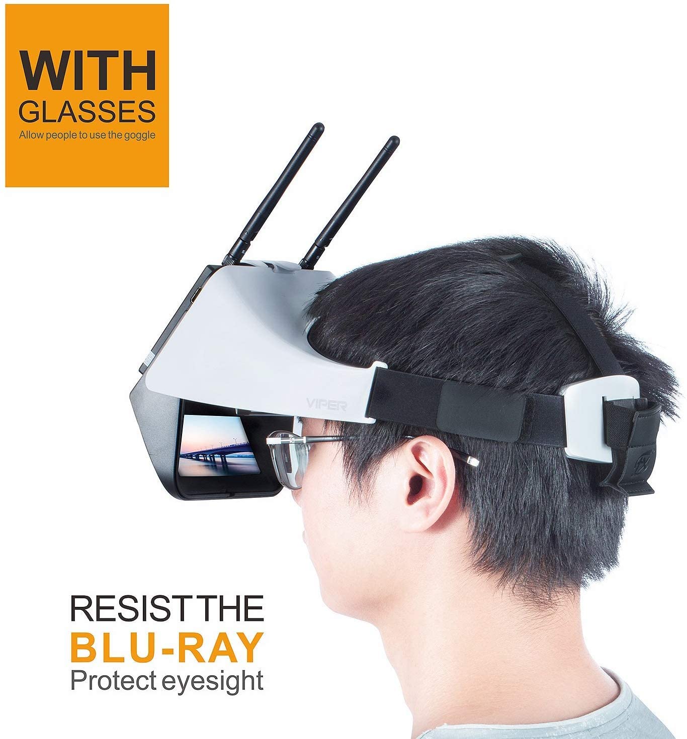 FXT VIPER Version 2.0 FPV Goggles Video Glasses with 5.8 GHz 5 DVR HDMI IN Monitor for Drone Quadcopter