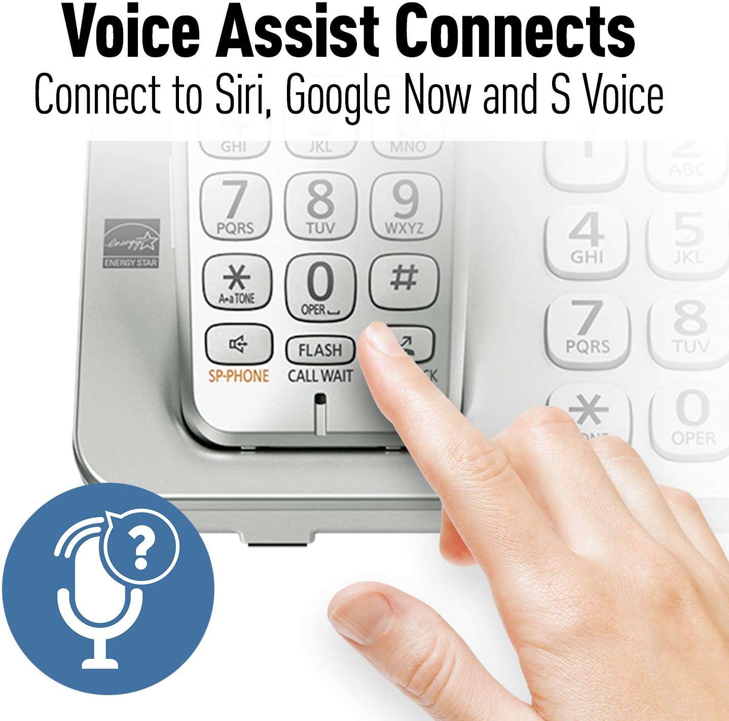 Panasonic Link2Cell Bluetooth Cordless DECT 6.0 Expandable Phone System with Answering Machine and Enhanced Noise Reduction - 5 Handsets - KX-TGE475S (Silver)