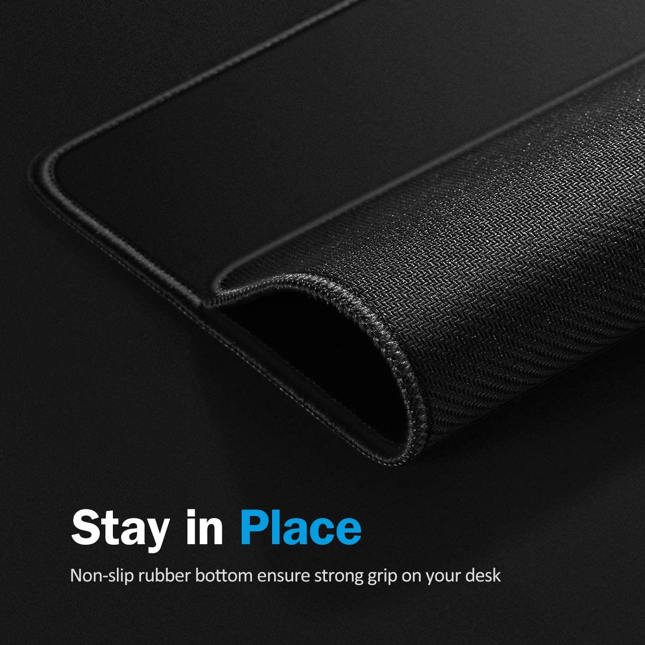 VicTsing Mouse Pad with Stitched Edge, Premium-Textured Mouse Mat, Non-Slip Rubber Base Mousepad for Laptop, Computer & PC, 10.2×8.3×0.08 inches, Black