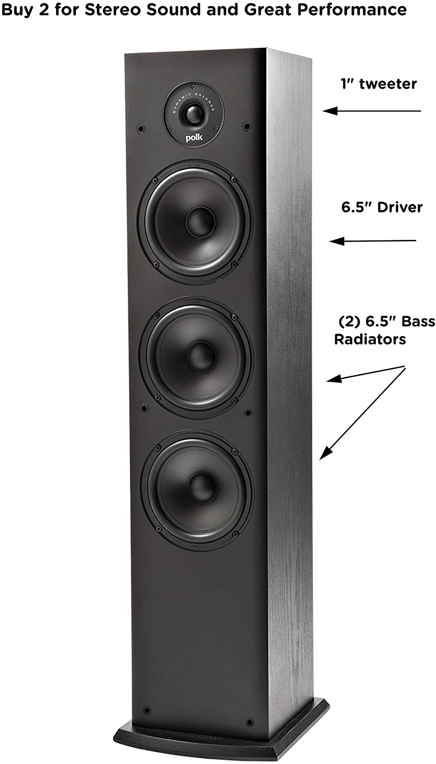 Polk Audio T Series 3 Channel Home Theater Bundle | Includes One (1) T30 Center Channel & Two (2) T50 Tower Speakers | Dolby and DTS Surround