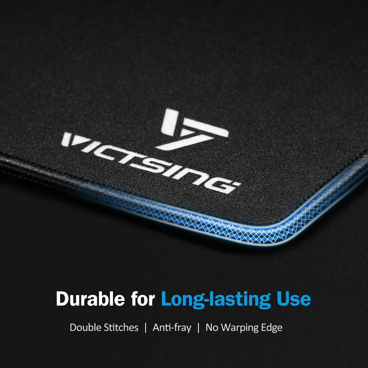 VicTsing Mouse Pad with Stitched Edge, Premium-Textured Mouse Mat, Non-Slip Rubber Base Mousepad for Laptop, Computer & PC, 10.2×8.3×0.08 inches, Black