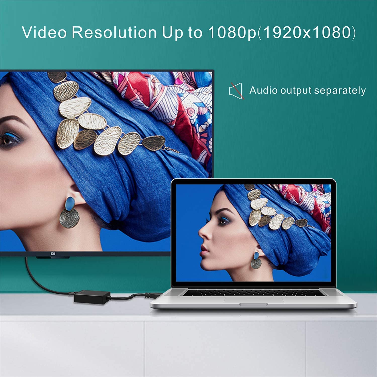 USB to HDMI Adapter,ABLEWE USB 3.0/2.0 to HDMI 1080P Video Graphics Cable Converter with Audio for PC Laptop Projector HDTV Compatible with Windows XP 7/8/8.1/10