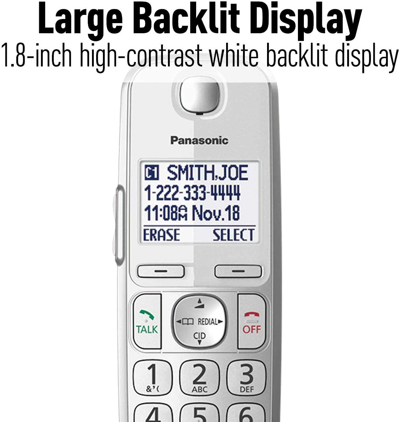 Panasonic Link2Cell Bluetooth Cordless DECT 6.0 Expandable Phone System with Answering Machine and Enhanced Noise Reduction - 5 Handsets - KX-TGE475S (Silver)