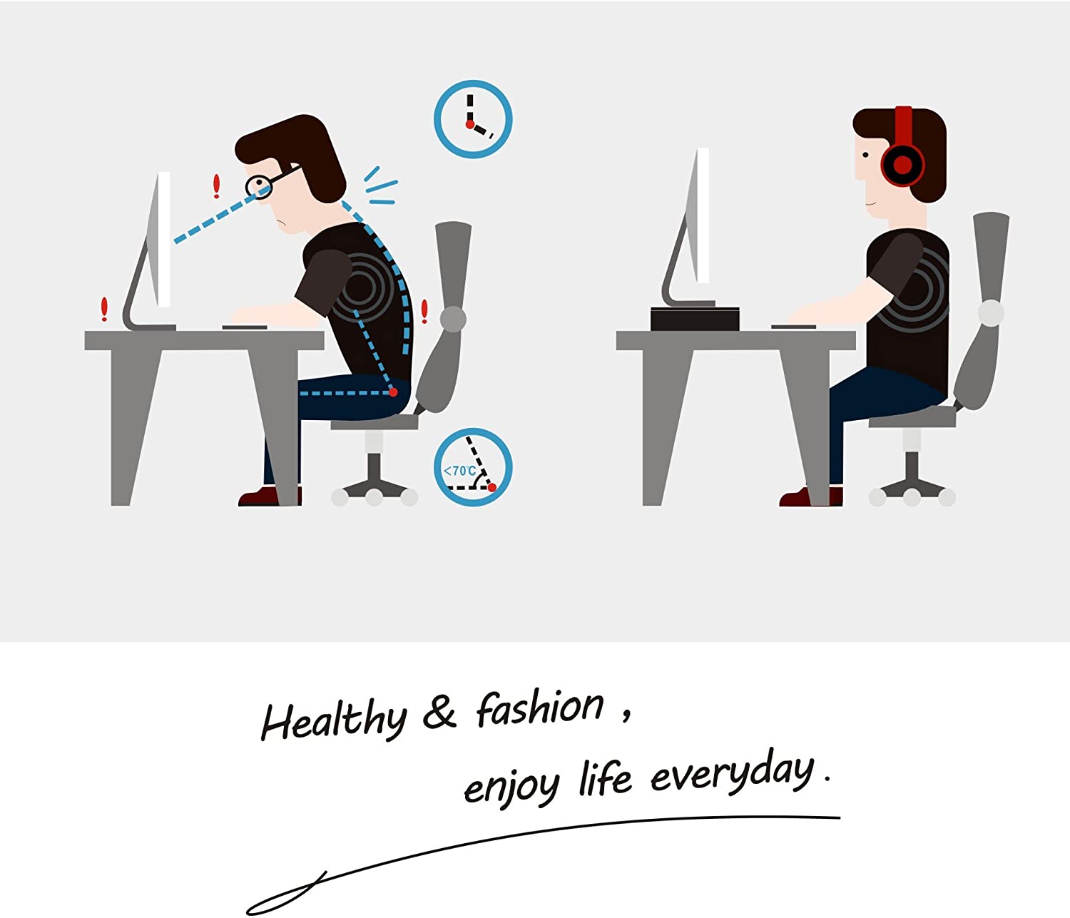 FITUEYES Computer Monitor Riser Stand Clamp Desktop Stand Workspace Organizer 2-Pack DT104202WB