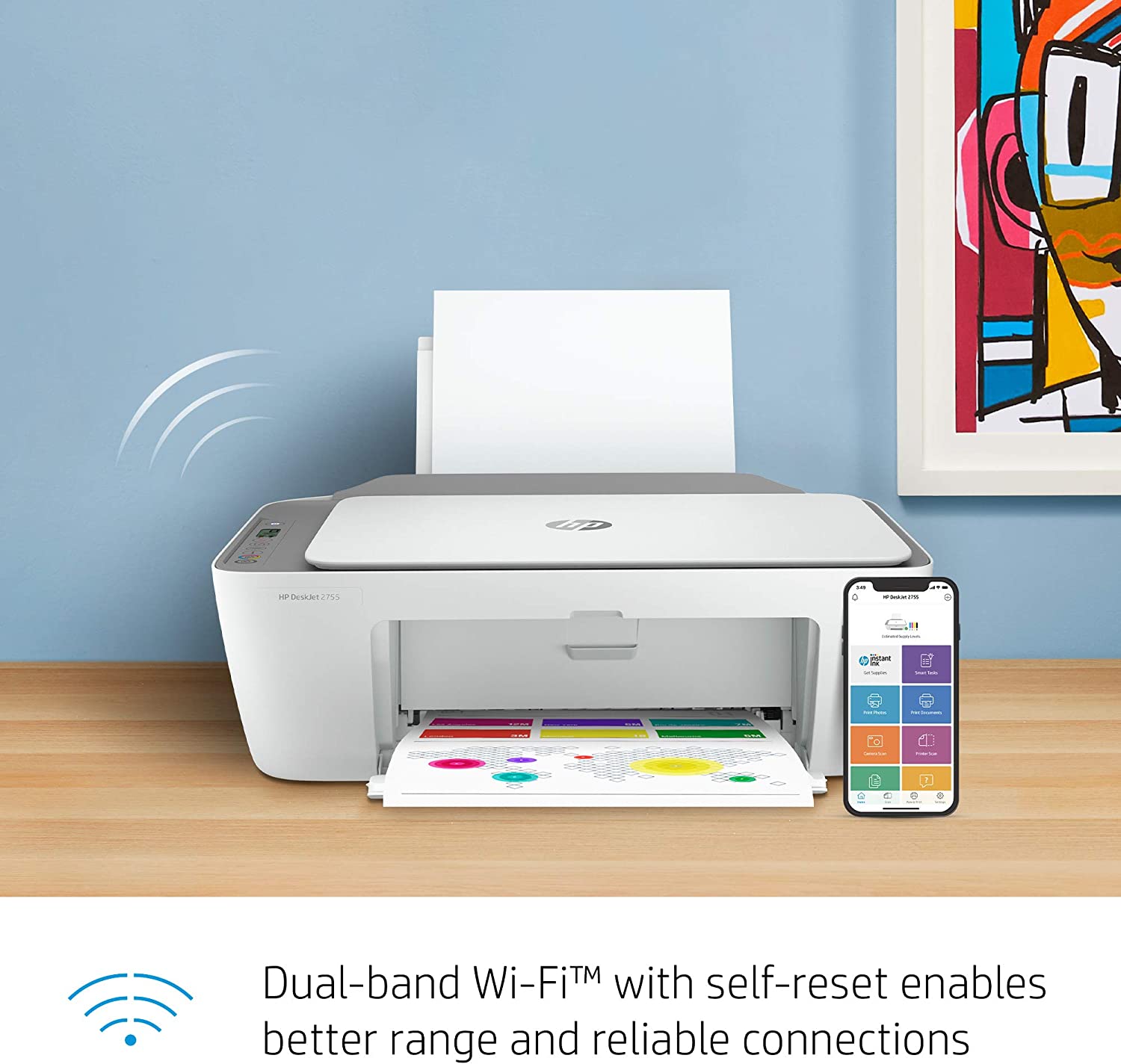 HP DeskJet 2755 Wireless All-in-One Printer, Mobile Print, Scan & Copy, HP Instant Ink Ready, Works with Alexa (3XV17A)