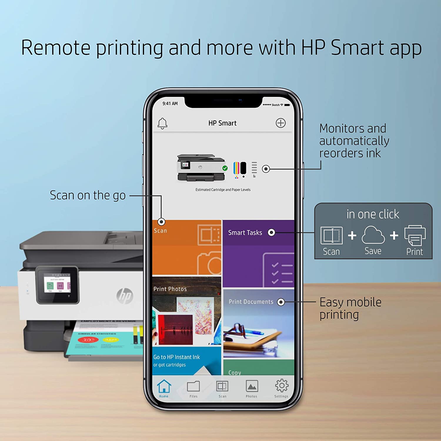 HP OfficeJet Pro 8035 All-in-One Wireless Printer - Includes 8 Months of Ink Delivered to Your Door, Smart Home Office Productivity - Basalt (5LJ23A)