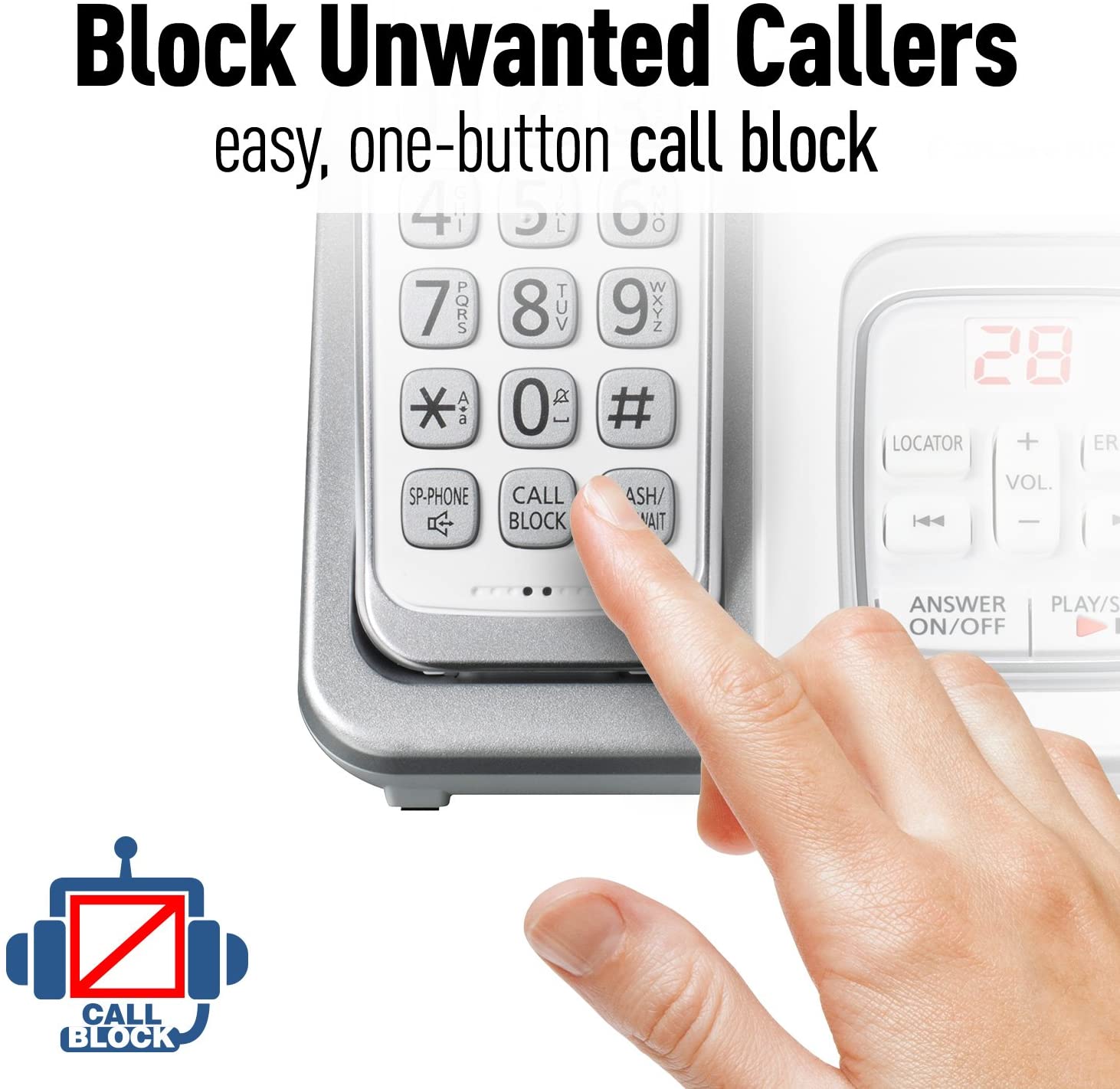 Panasonic DECT 6.0 Expandable Cordless Phone with Answering Machine and Smart Call Block - 2 Cordless Handsets - KX-TGD532W (White)