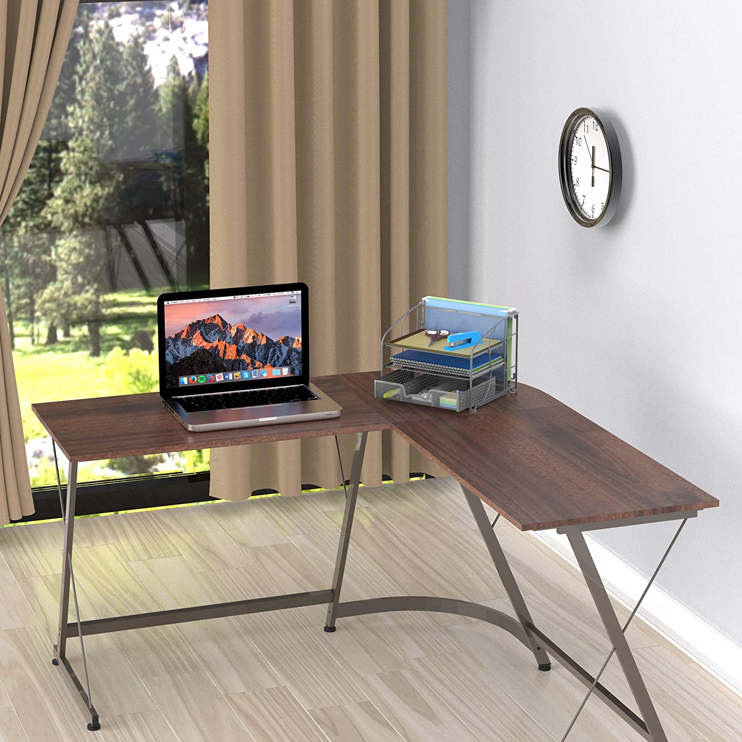 SimpleHouseware Desk Organizer 3 Tray w/Sliding Drawer and Hanging File Holder, Silver