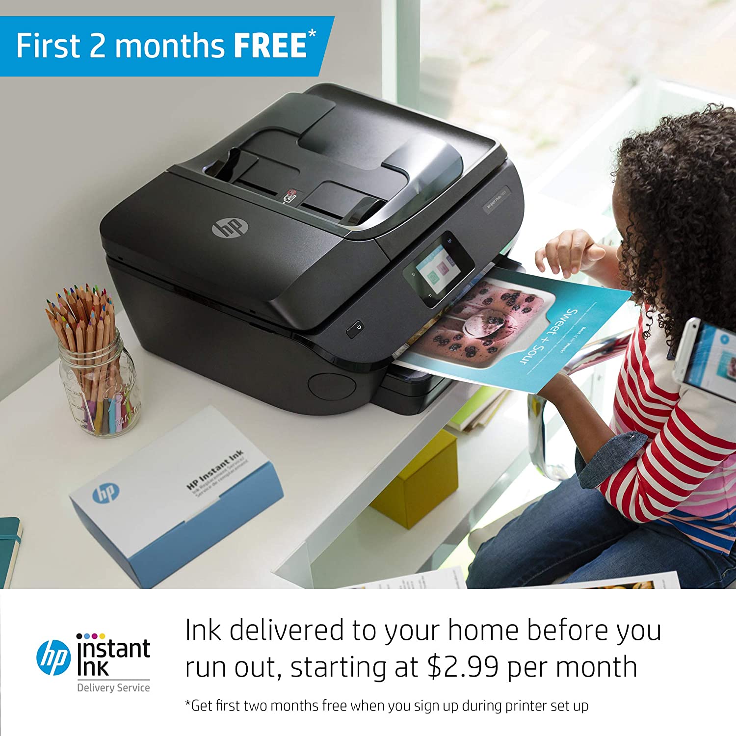 HP ENVY Photo 7855 All in One Photo Printer with Wireless Printing, HP Instant Ink or Amazon Dash replenishment ready (K7R96A)