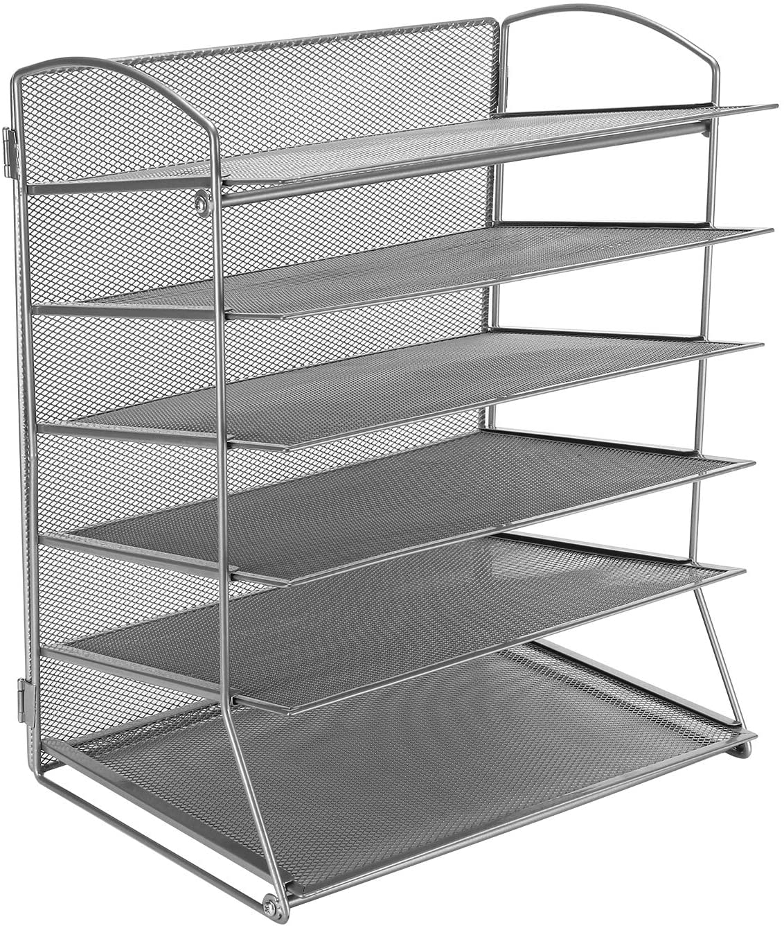 CLATINA 6-Tier Metal Mesh Desk File Organizer Desktop Letter Tray Paper Document Holder for Office Home School Gray