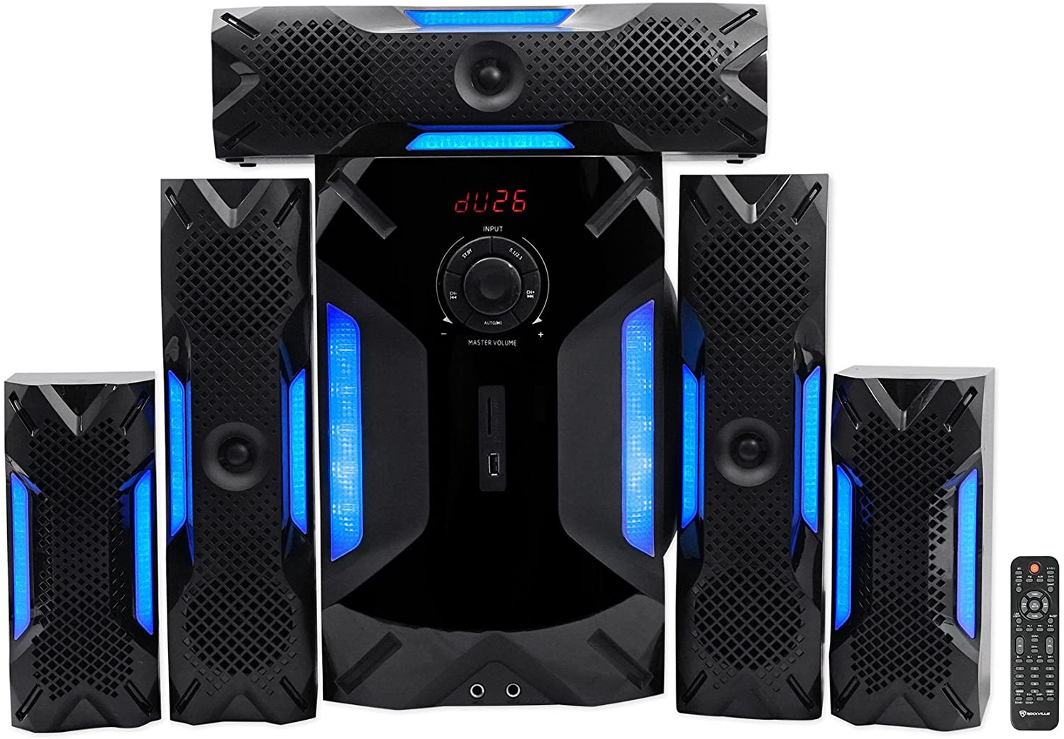 Rockville HTS56 1000w 5.1 Channel Home Theater System/Bluetooth/USB+8