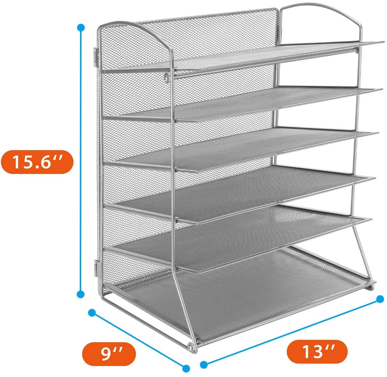 CLATINA 6-Tier Metal Mesh Desk File Organizer Desktop Letter Tray Paper Document Holder for Office Home School Gray