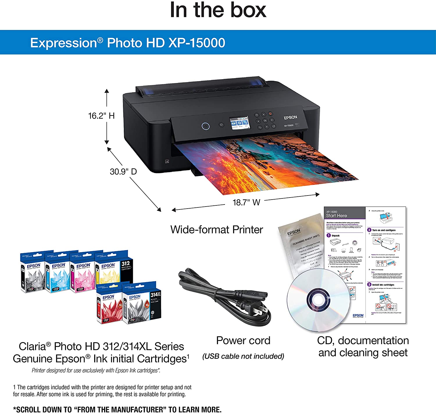 Epson Expression Photo HD XP-15000 Wireless Color Wide-format Printer, Amazon Dash Replenishment Ready