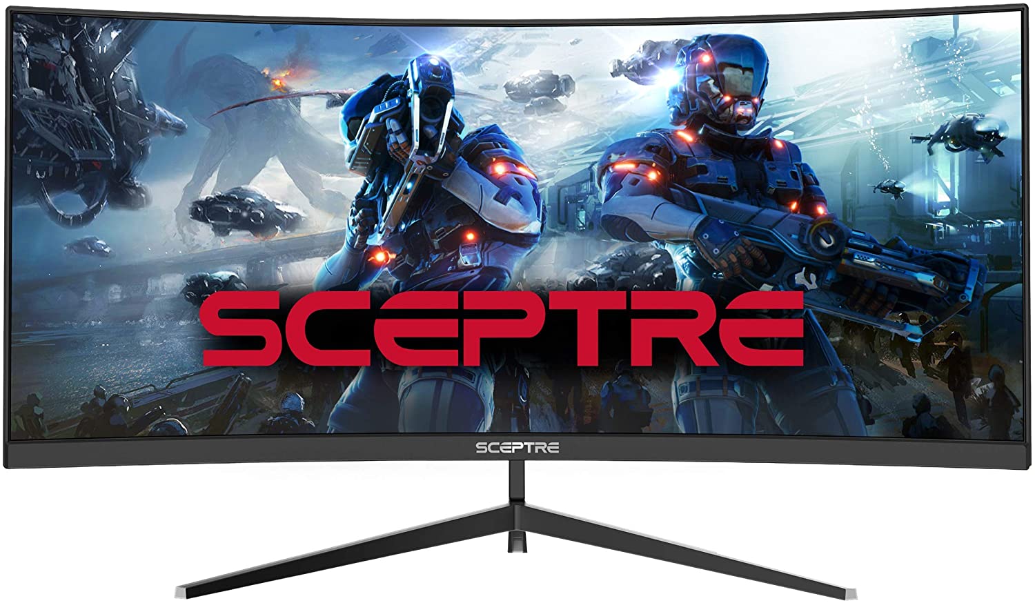 Sceptre 30-inch Curved Gaming Monitor 21:9 2560x1080 Ultra Wide Ultra Slim HDMI DisplayPort up to 200Hz Build-in Speakers, Metal Black (C305B-200UN)