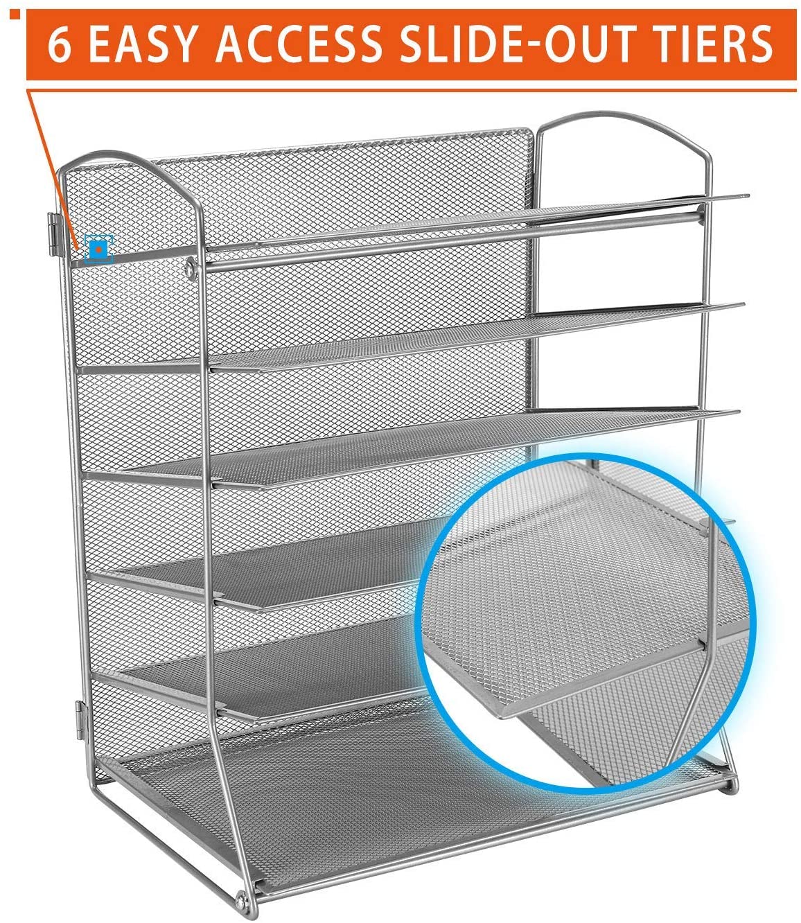 CLATINA 6-Tier Metal Mesh Desk File Organizer Desktop Letter Tray Paper Document Holder for Office Home School Gray