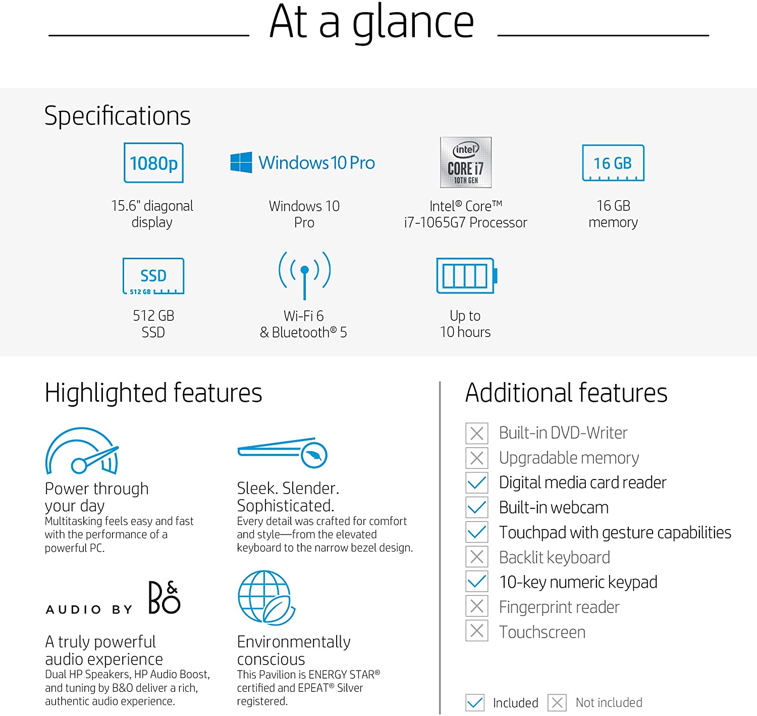 HP Pavilion 15-inch Laptop, Intel Core i7, 16 GB RAM, 512 GB SSD Storage, Intel Iris Plus Graphics, Windows 10 Pro, Amazon Alexa Voice Compatible (15-cs3019nr, Mineral Silver)