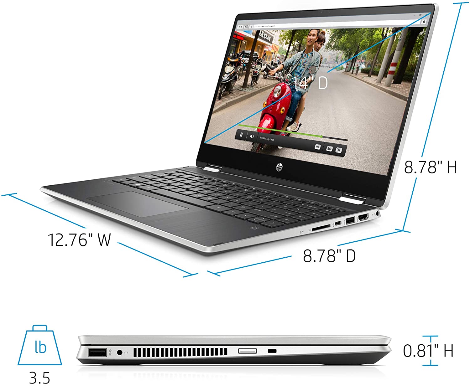 HP Pavilion x360 14-inch 2-in-1 Convertible Laptop, Intel Core i5, 8 GB RAM, 512 GB SSD Storage, Intel UHD Graphics, Windows 10 Home, Amazon Alexa Voice Compatible (14-dh2011nr, Natural Silver)