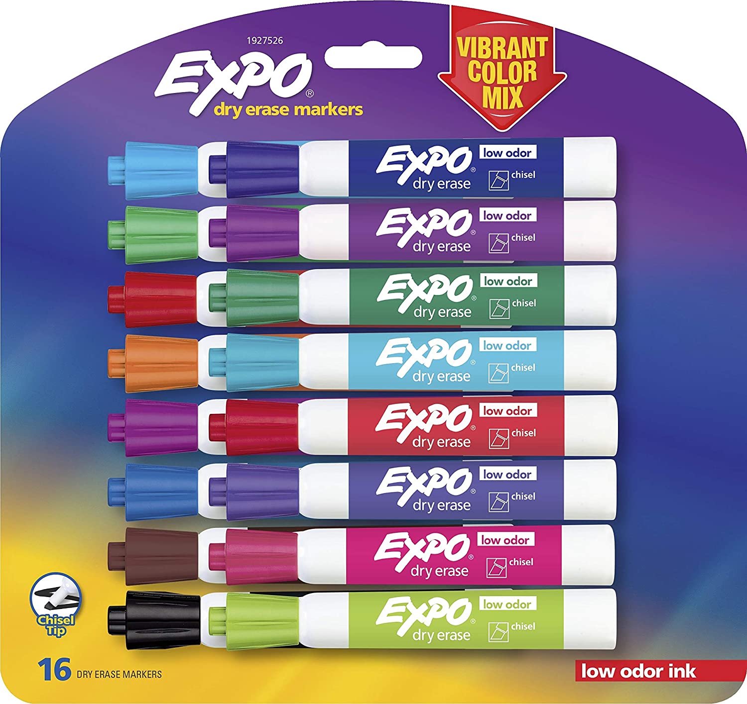 Expo 1927526 Low-Odor Dry Erase Markers Chisel Tip Vibrant Colors