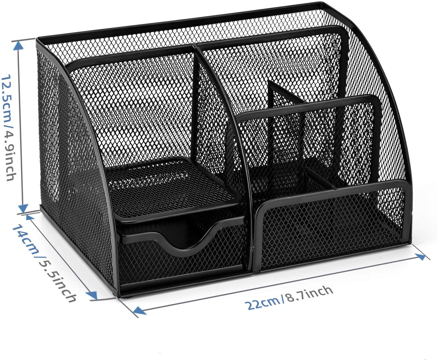 MDHAND Office Desk Organizer and Accessories, Mesh Desk Organizer with 6 Compartments + Drawer