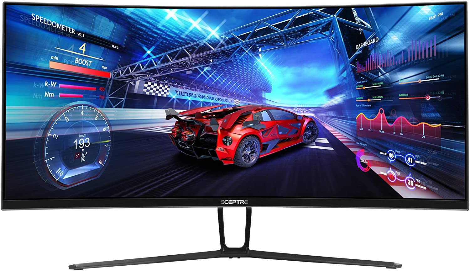Sceptre 35 Inch Curved UltraWide 21: 9 LED Creative Monitor QHD 3440x1440 Frameless AMD Freesync HDMI DisplayPort Up to 100Hz, Machine Black 2020 (C355W-3440UN)
