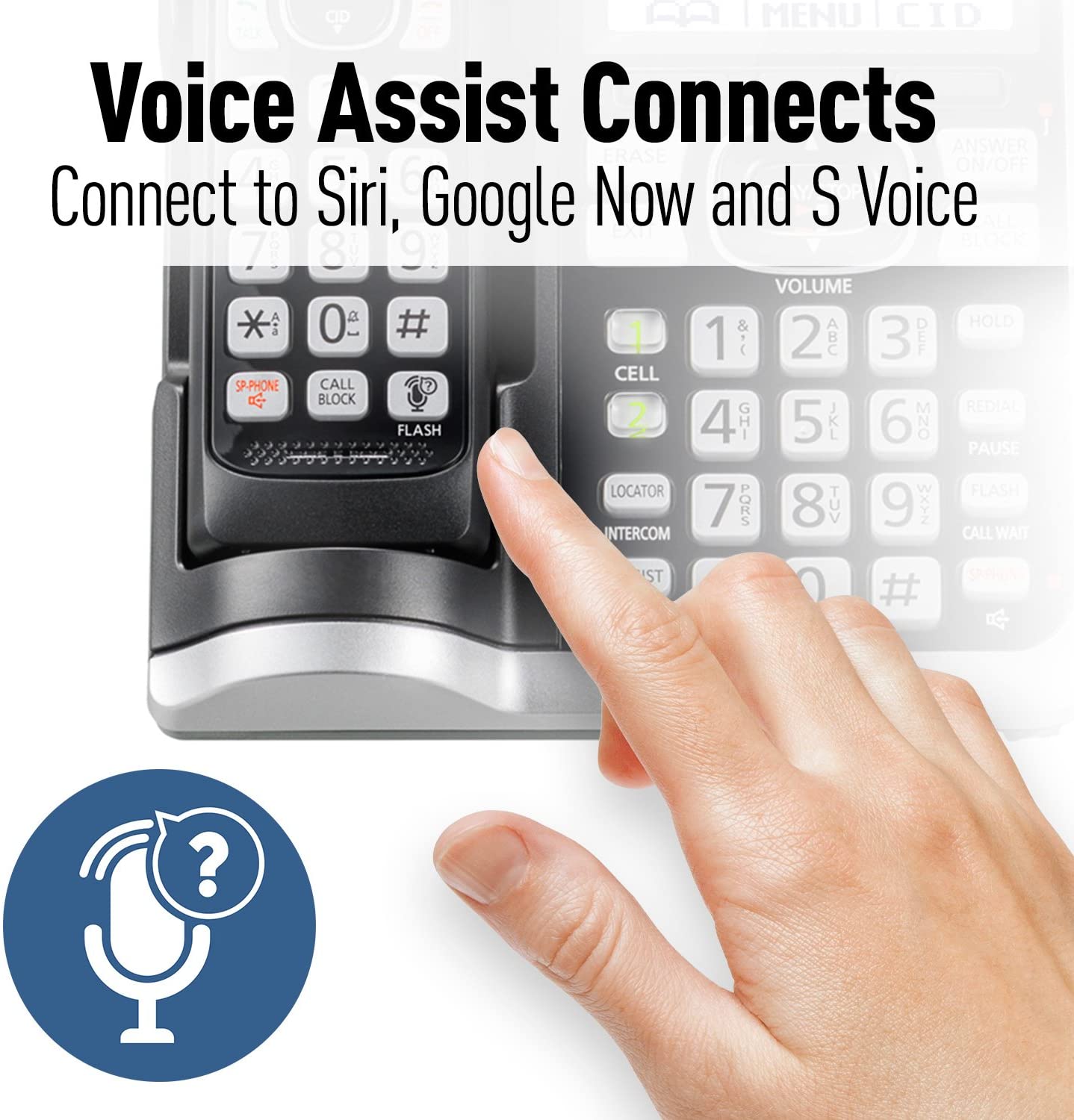 Panasonic Link2Cell Bluetooth Cordless Phone System with Voice Assistant, Call Blocking and Answering Machine. DECT 6.0 Expandable Cordless System - 5 Handsets - KX-TGF575S (Silver)