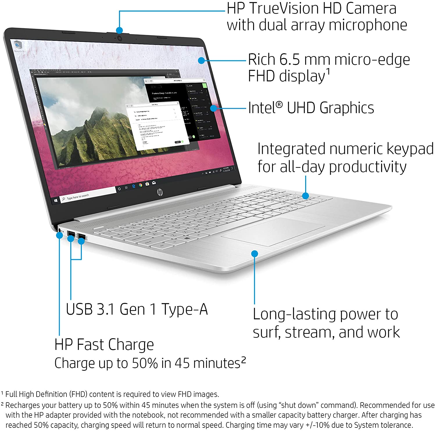 HP 15-Inch FHD Laptop, 10th Gen Intel Core i5-1035G1, 8 GB RAM, 256 GB Solid-State Drive, Windows 10 Home (15-dy1036nr, Natural Silver)