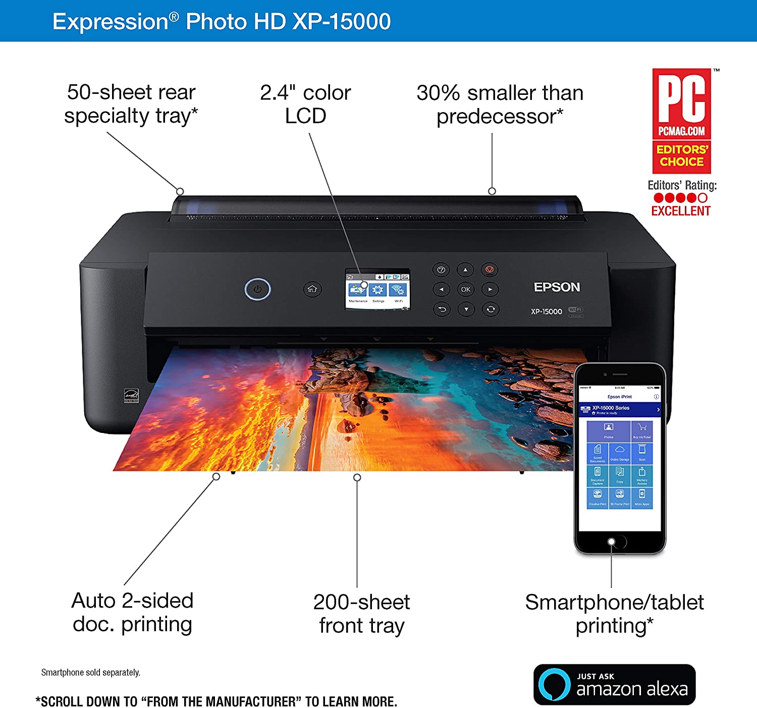 Epson Expression Photo HD XP-15000 Wireless Color Wide-format Printer, Amazon Dash Replenishment Ready