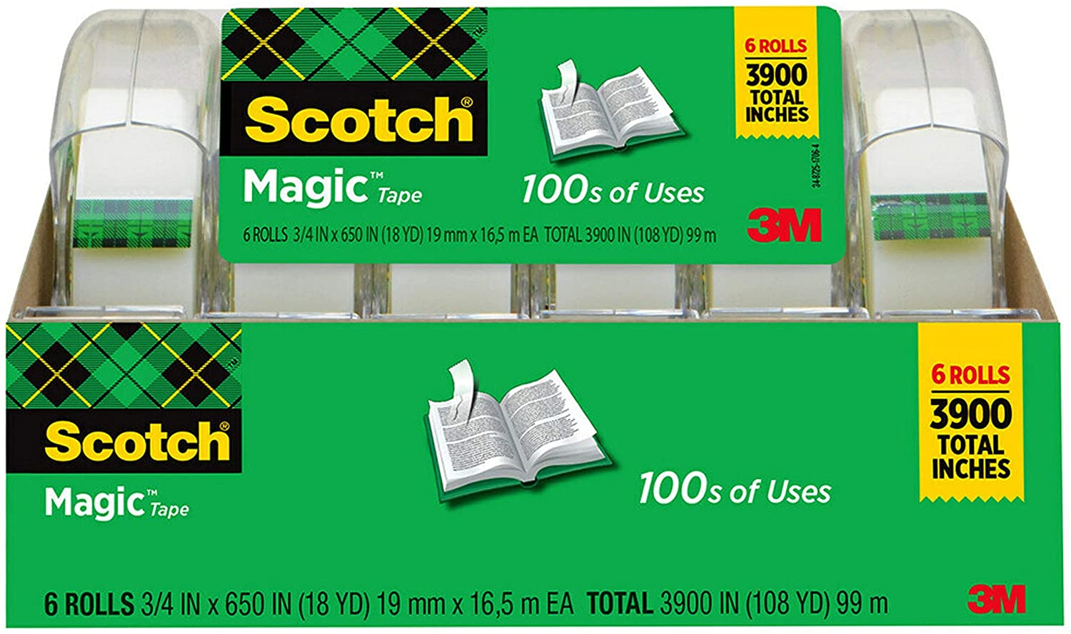 Scotch Magic Tape, 6 Rolls, Numerous Applications, Invisible, Engineered for Repairing, 3/4 x 650 Inches, Boxed (6122)