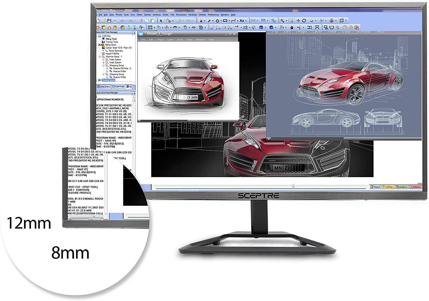 Sceptre 24 Inch Ultra Thin Ultra Slim 1080P 75Hz LED Monitor HDMI VGA, Metal Black (E248W-1920R)