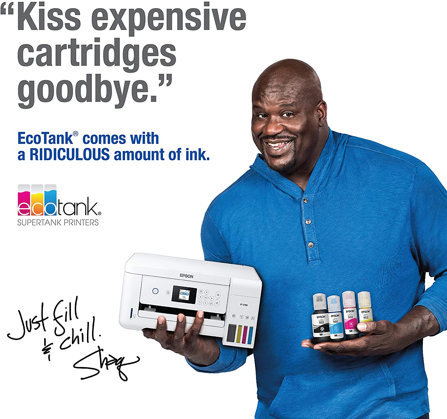 Epson EcoTank ET-2760 Wireless Color All-in-One Cartridge-Free Supertank Printer with Scanner and Copier