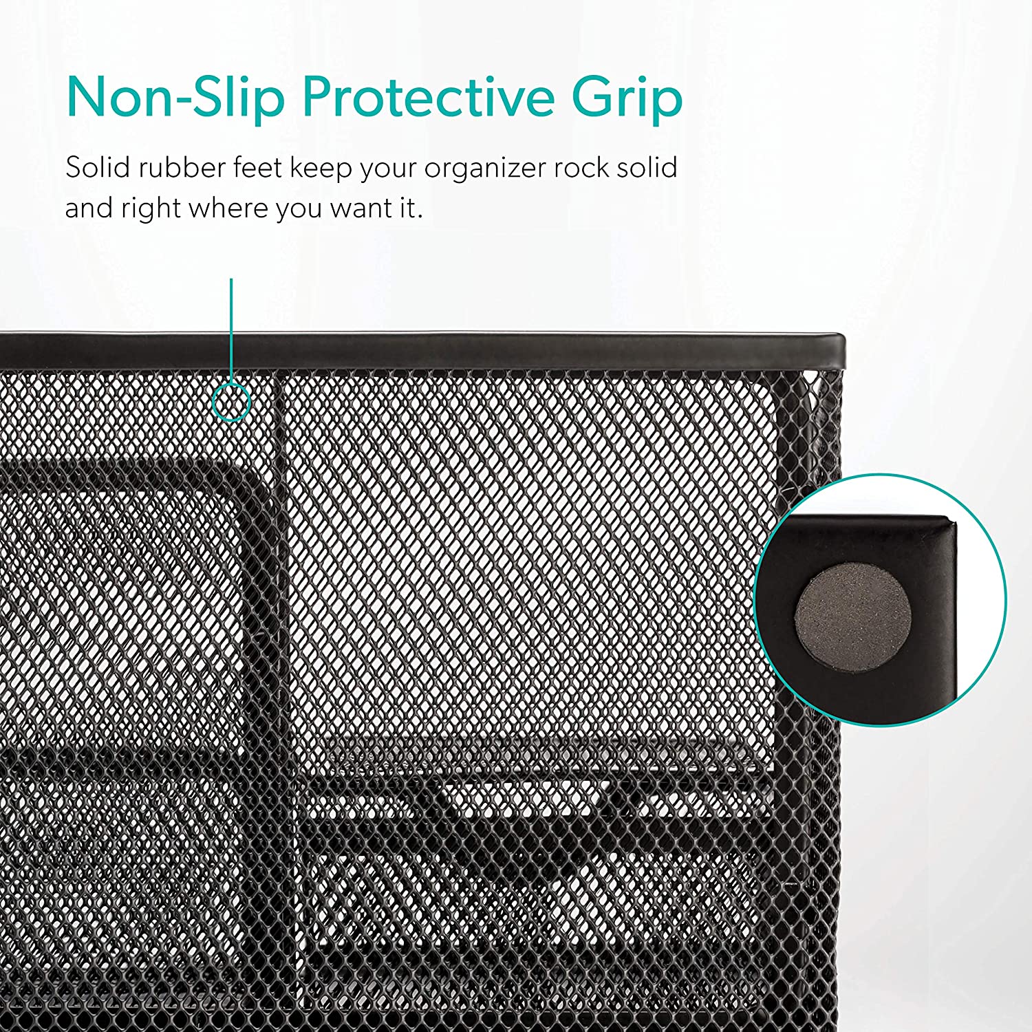 Mindspace Office Desk Organizer with 6 Compartments + Drawer | The Mesh Collection, Black